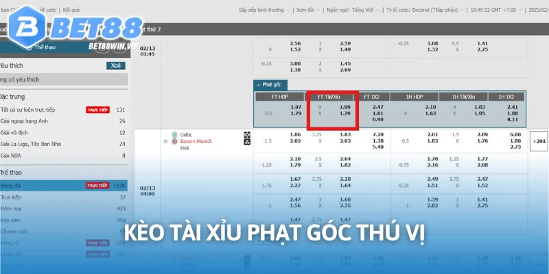 Kèo tài xỉu phạt góc thú vị